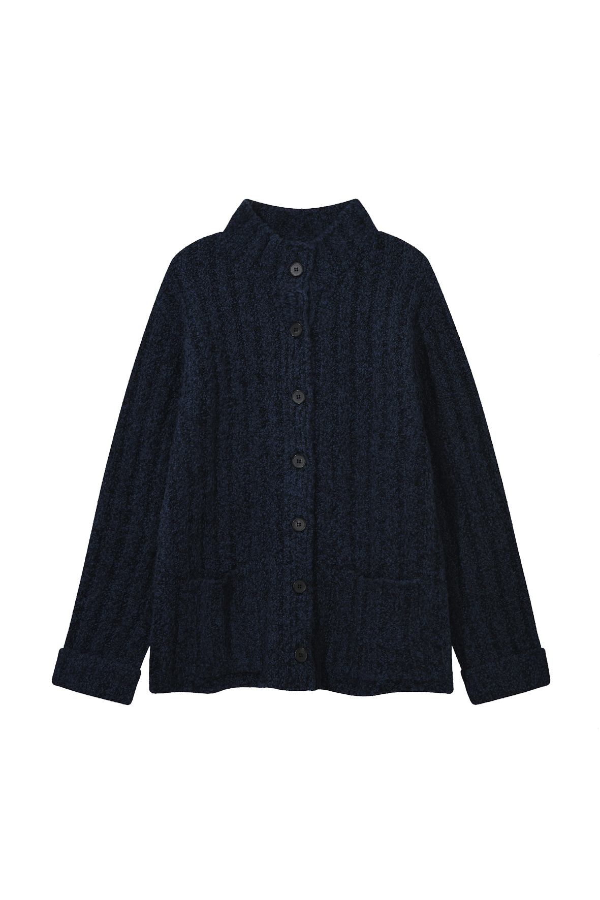 [SLOCO] High neck knit jacket, navy