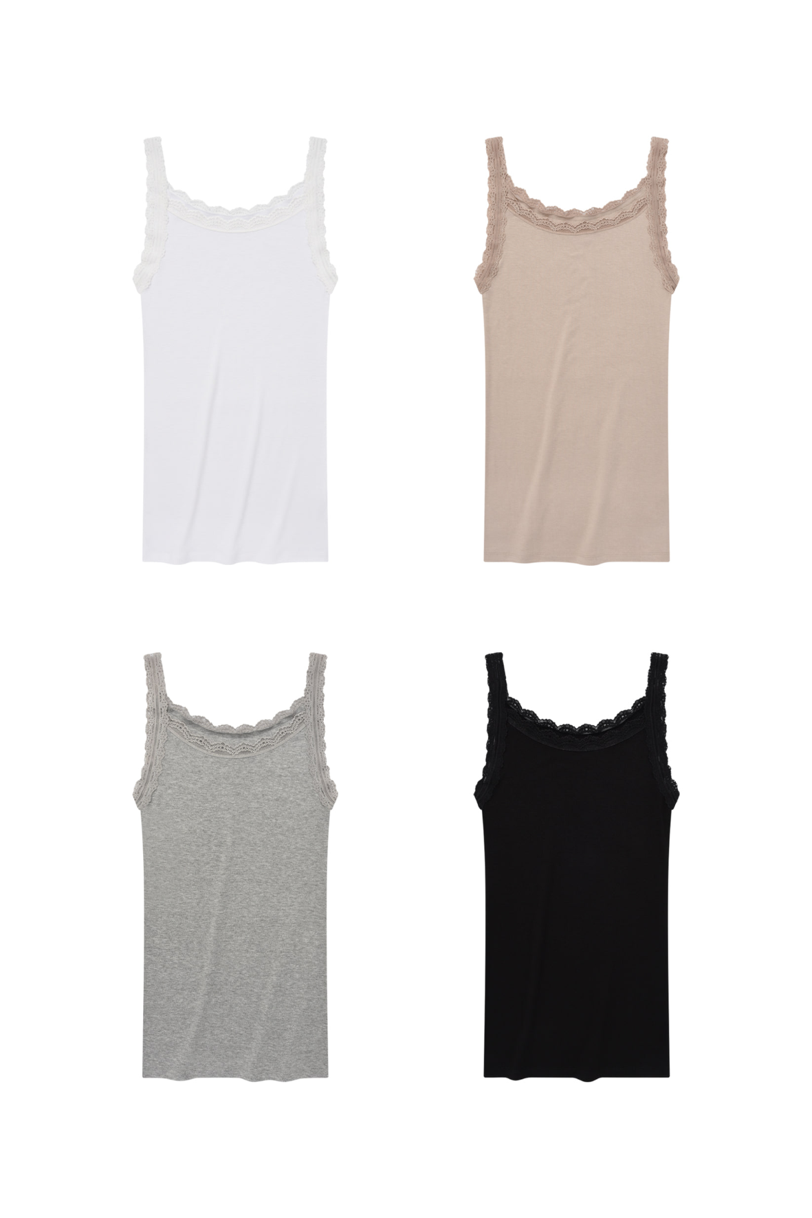 Basic lace sleeveless top (4col)