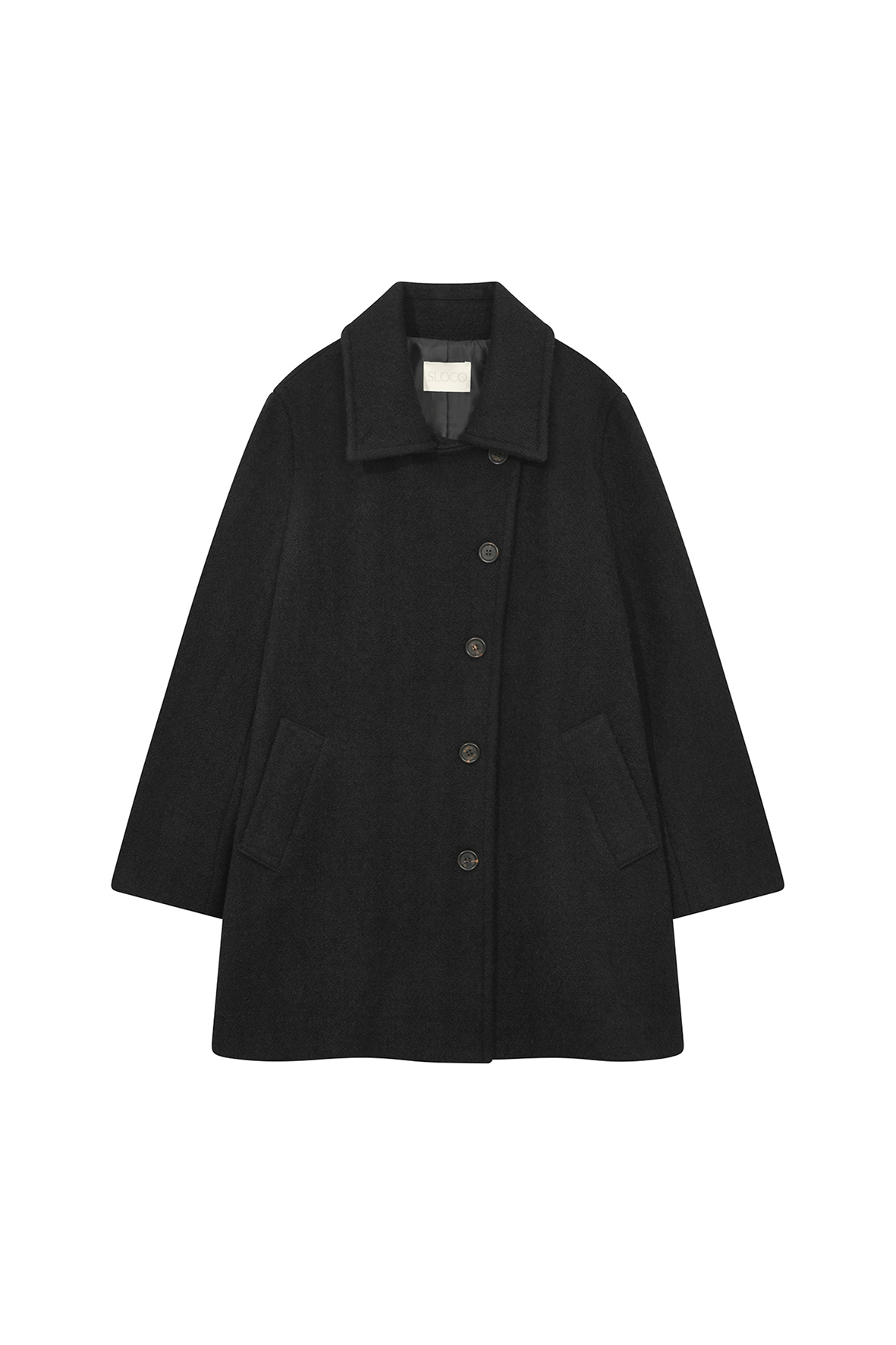 [SLOCO] Classic wool half coat, black