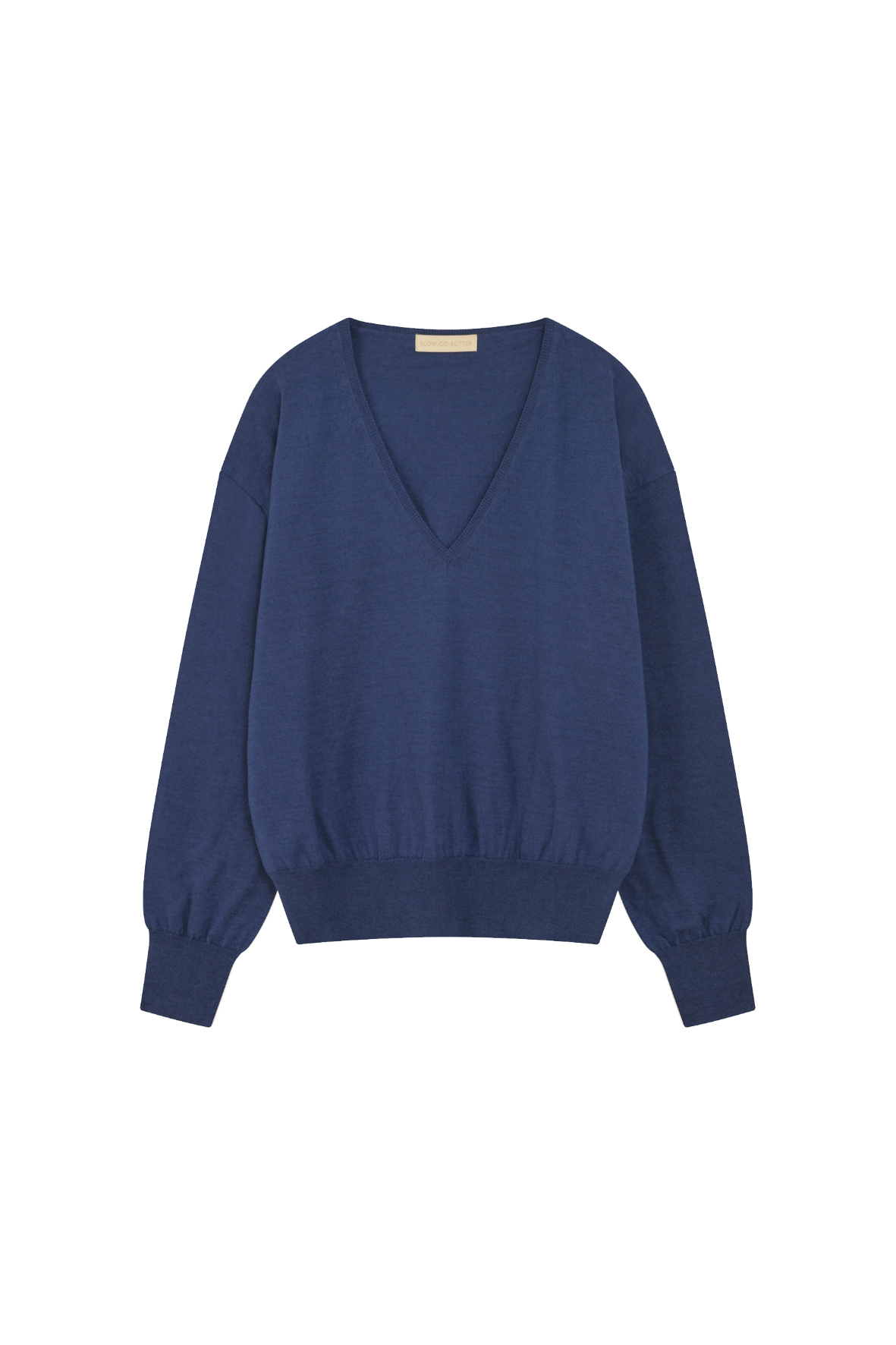 [SLOCO] Jenna v neck cotton knit, blue