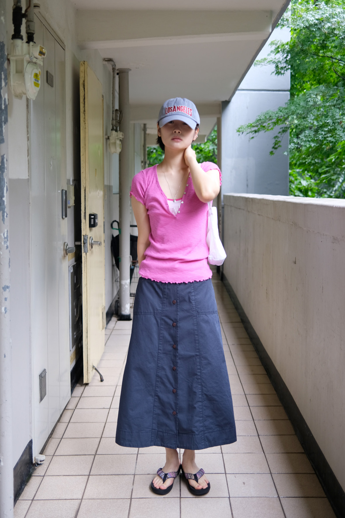 Washed button long skirt (2col)