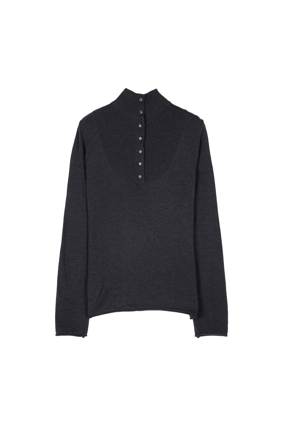 [SLOCO] High neck button knit, charcoal