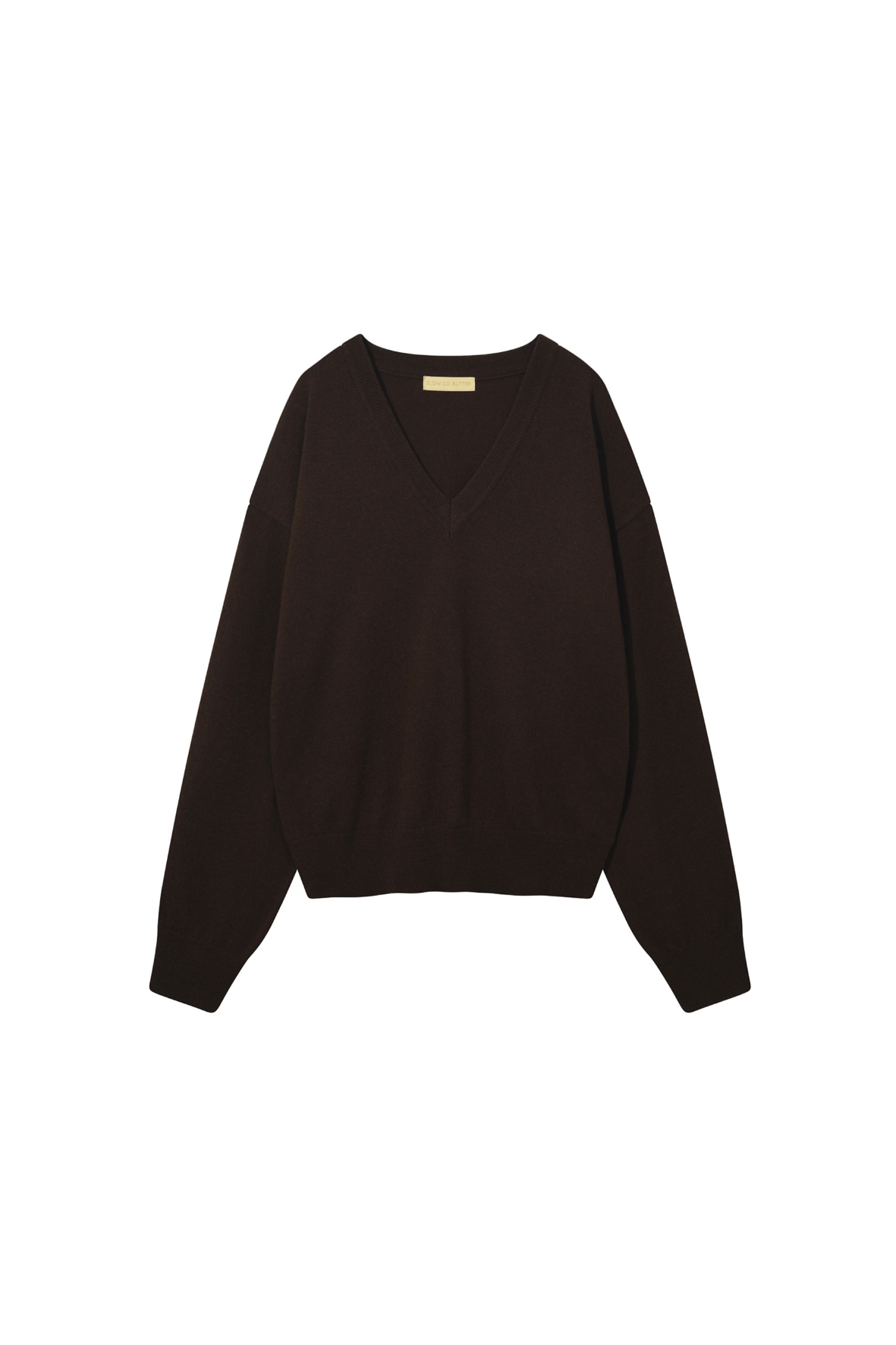 [SLOCO] Jenna v neck cashmere knit, deep brown
