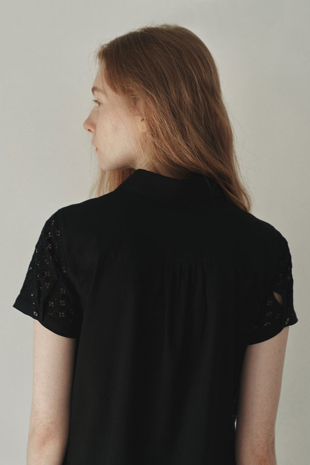 [SLOCO] Cotton lace shirt, black