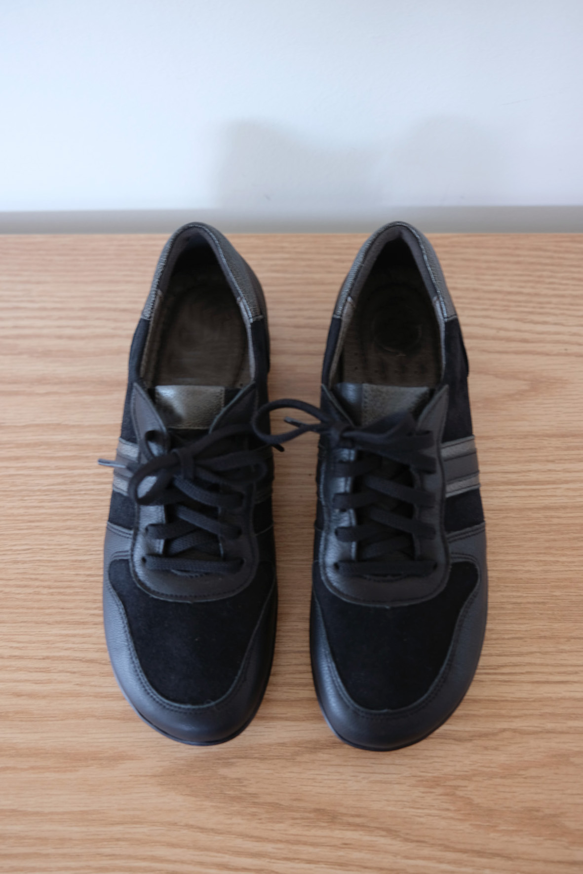 Black suade leather sneakers