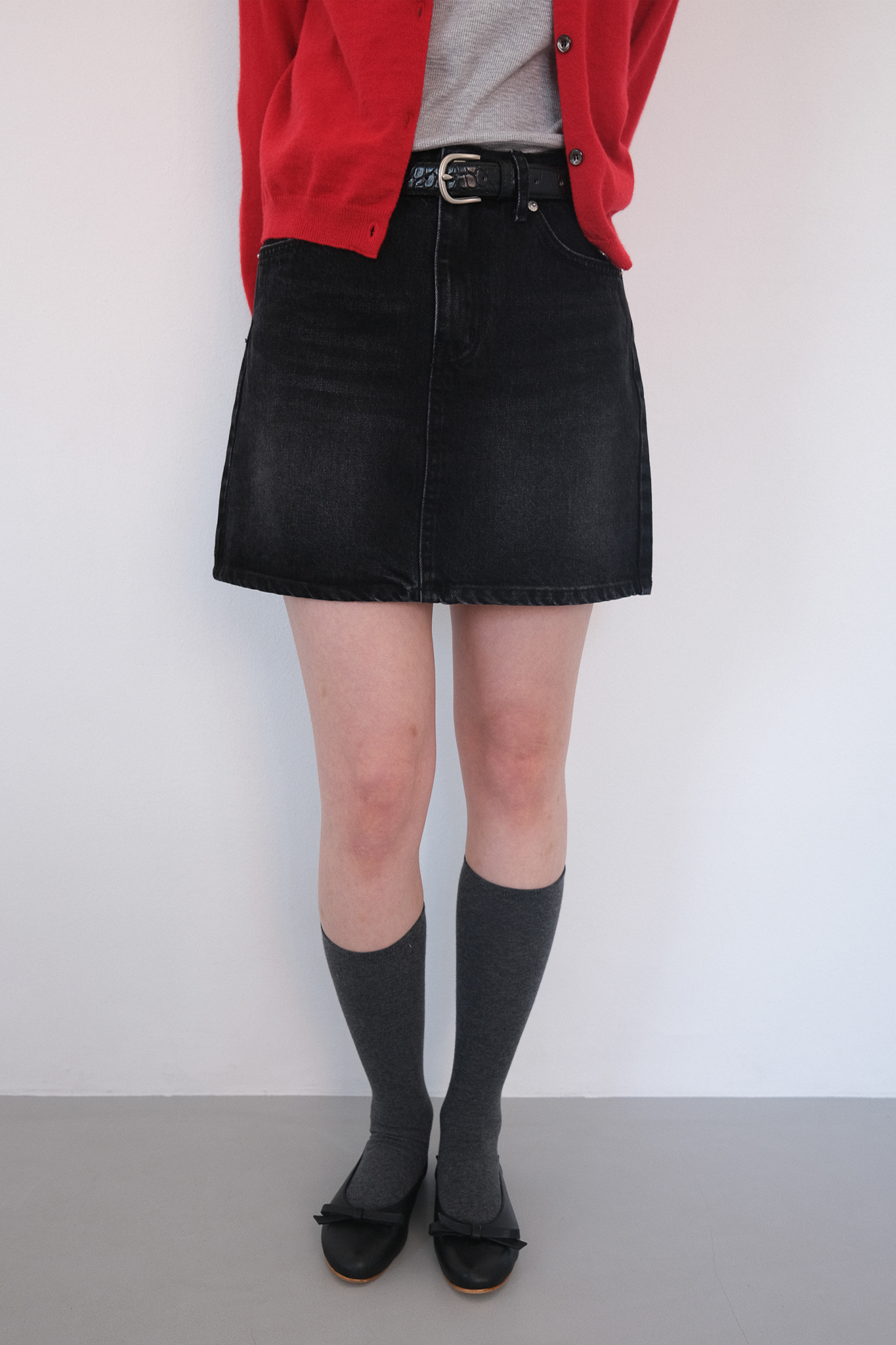 [SLOCO] Black denim mini skirt
