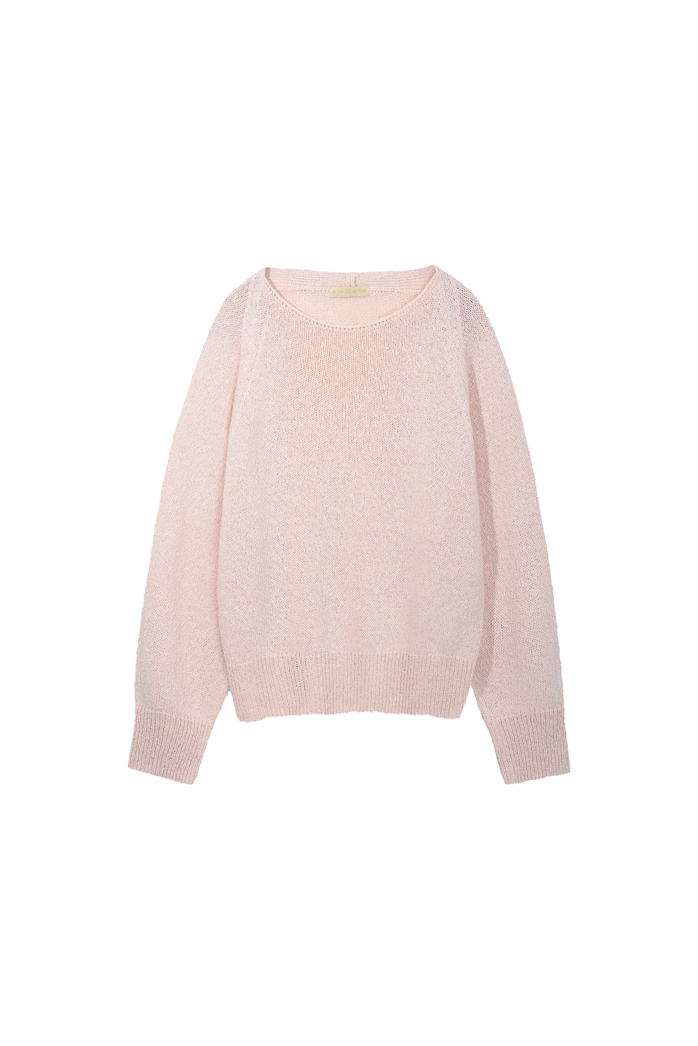 [SLOCO] Natural slub boat neck knit, apricot pink