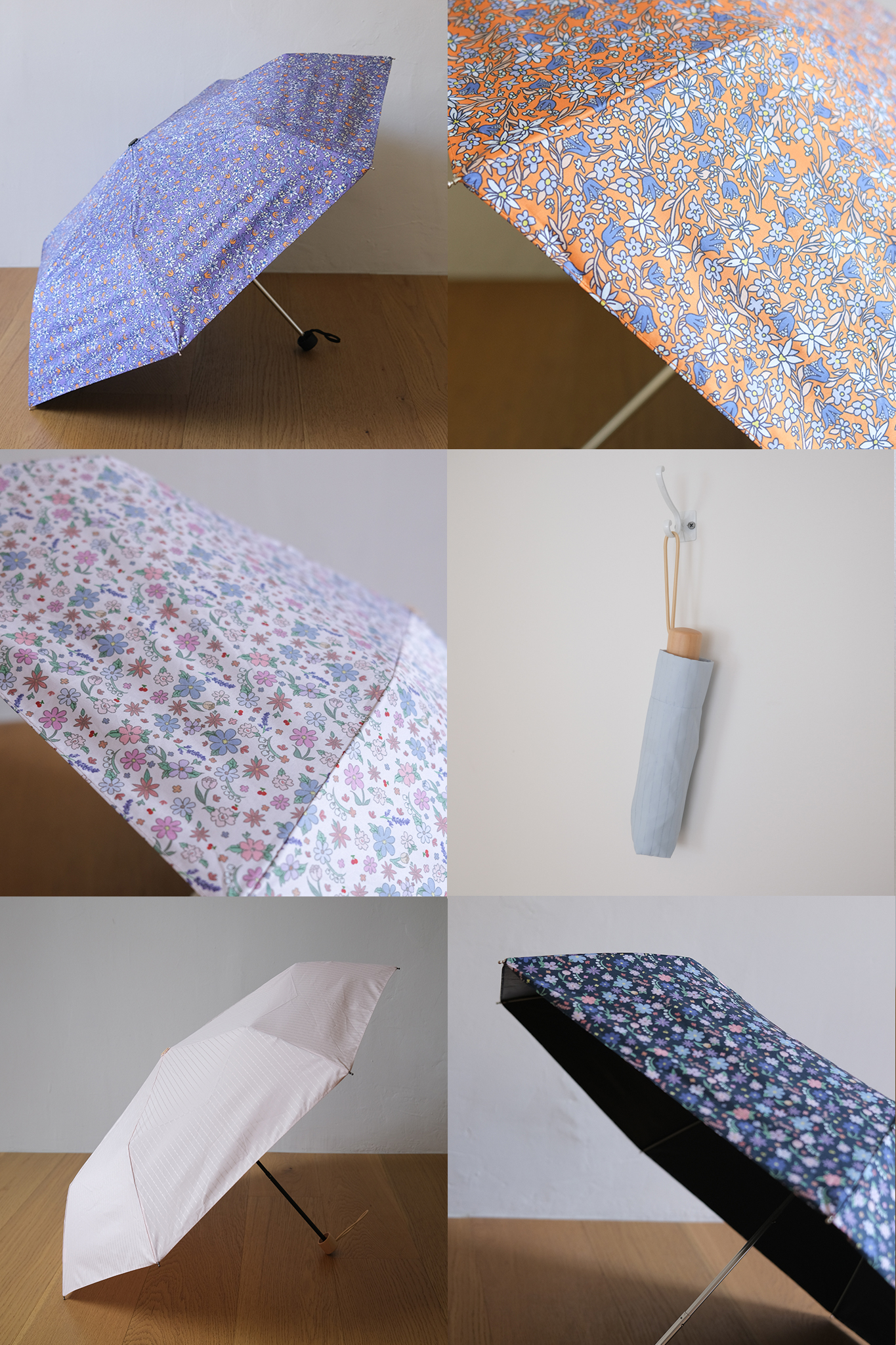 Floral&amp;stripe pattern umbrella (6col) *uv protect